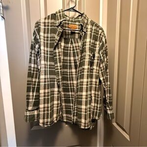 St. John's Bay Olive Plaid Shirt